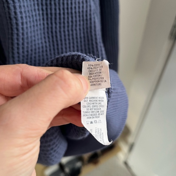 aerie Waffle Crewneck Sweater in Navy - Picture 5 of 5